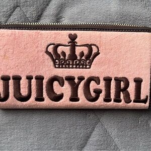Vintage Juicy couture Pink and Brown terry cloth wallet